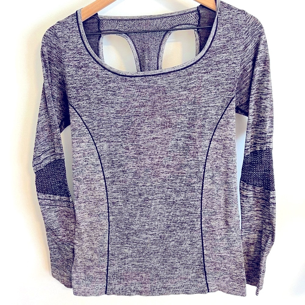 Zella Dark Gray Heather Performance Long Sleeve Workout Top